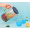 Wasserkrug-Becher-Set aus Borosilikatglas mit Farbverlauf